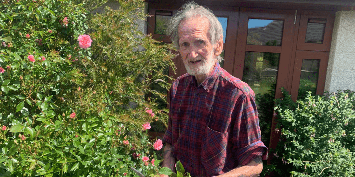 David Fuller with some of the flowers he picked