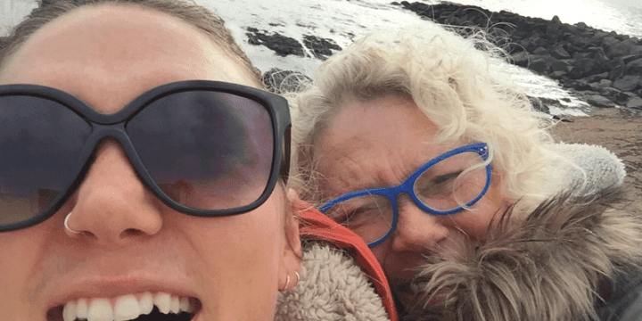 Flora and her mum smiling