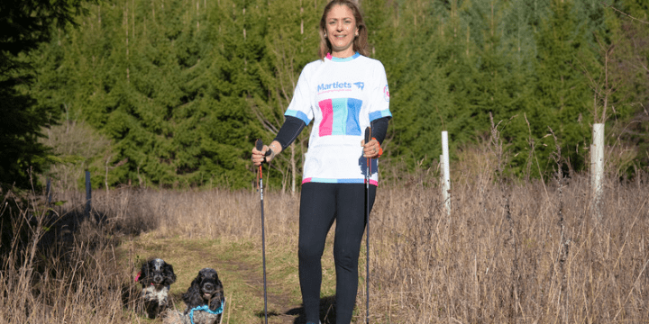 Sharmila with her dogs walking in preparation of her ultra challenge