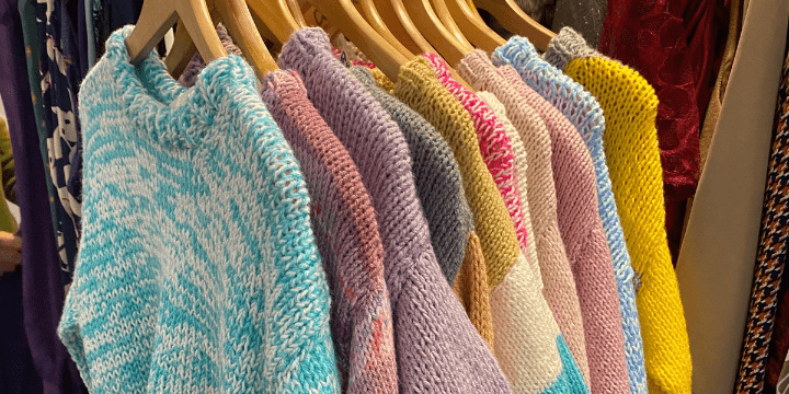 Colourful knitted jumpers by Sindy