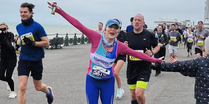 Jen running the Brighton Half Marathon