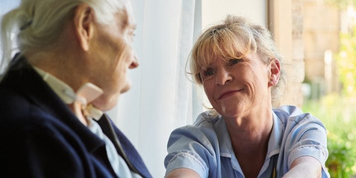 Patient and a hospice Health Care Assistant