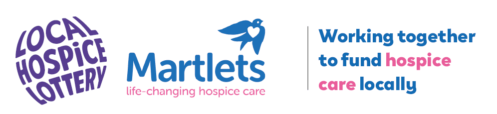 Local hospice lotter and martlets logos. Text reads "Working together to fund hospice care locally"